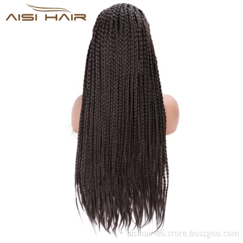 Aisi Hair Long Senegalese Twist Braided Brown Wig Glueless Synthetic Lace Front Wig Twist Box Braids Hair Wigs For Black Women